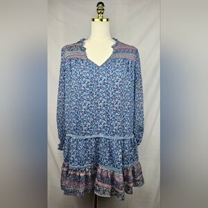 Rewind Dress Sz M, Blue, Tiered, Ruffled Hem Boho Cottagecore Hippie Fairycore